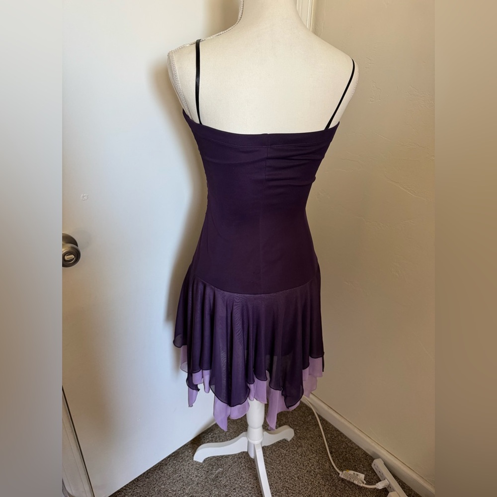 Y2K Vintage City Triangles purple strapless mini dress Asymmetrical Hem Small - Picture 2 of 6